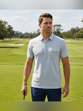 Criquet Men’s White Preppy Golf Polo Versatile Pima Cotton Shirt Size M